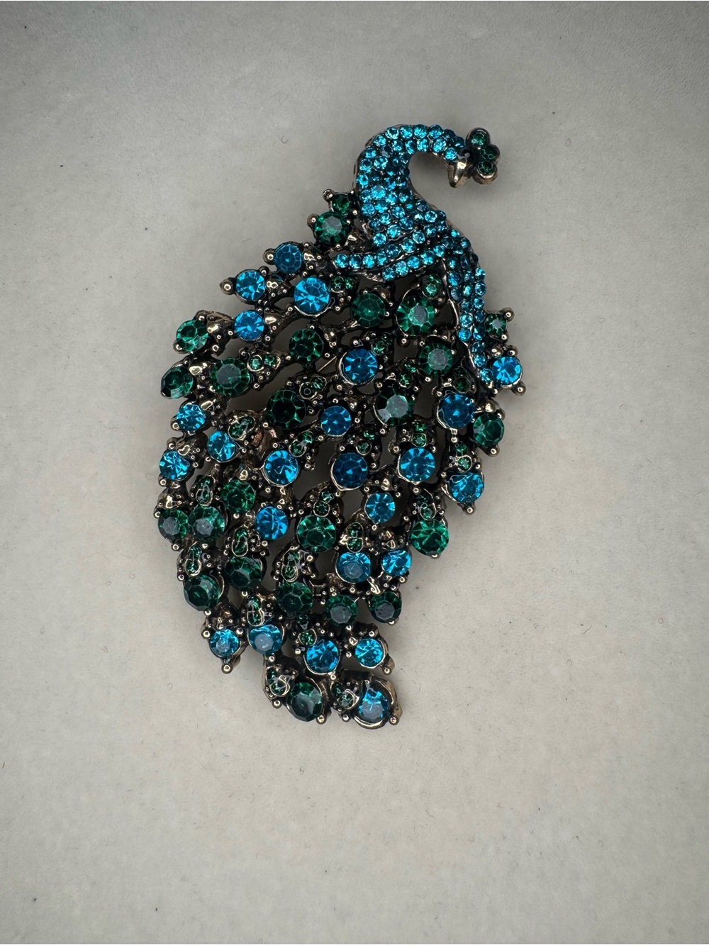 New Emerald & Teal Crystal Peacock Brooch - Women Jewelry